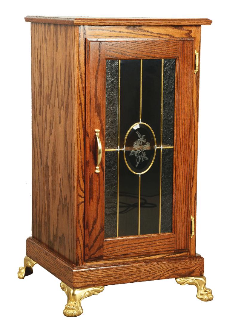 Glass Front Oak Slot Machine Stand. (1 of 4)