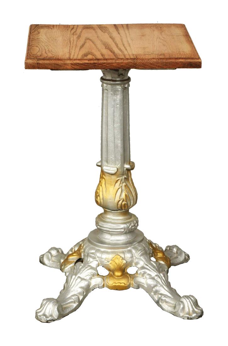 Light Oak Top Ornate Cast Iron Slot Machine Stand. (1 of 2)