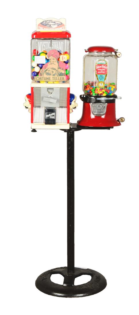 Lot Of 2: 1¢ Gum Ball Vending Machines With Stand. (1 of 6)