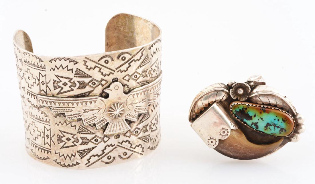 Lot Of 2: Native American Sterling Cuff And Ring. (1 of 6)
