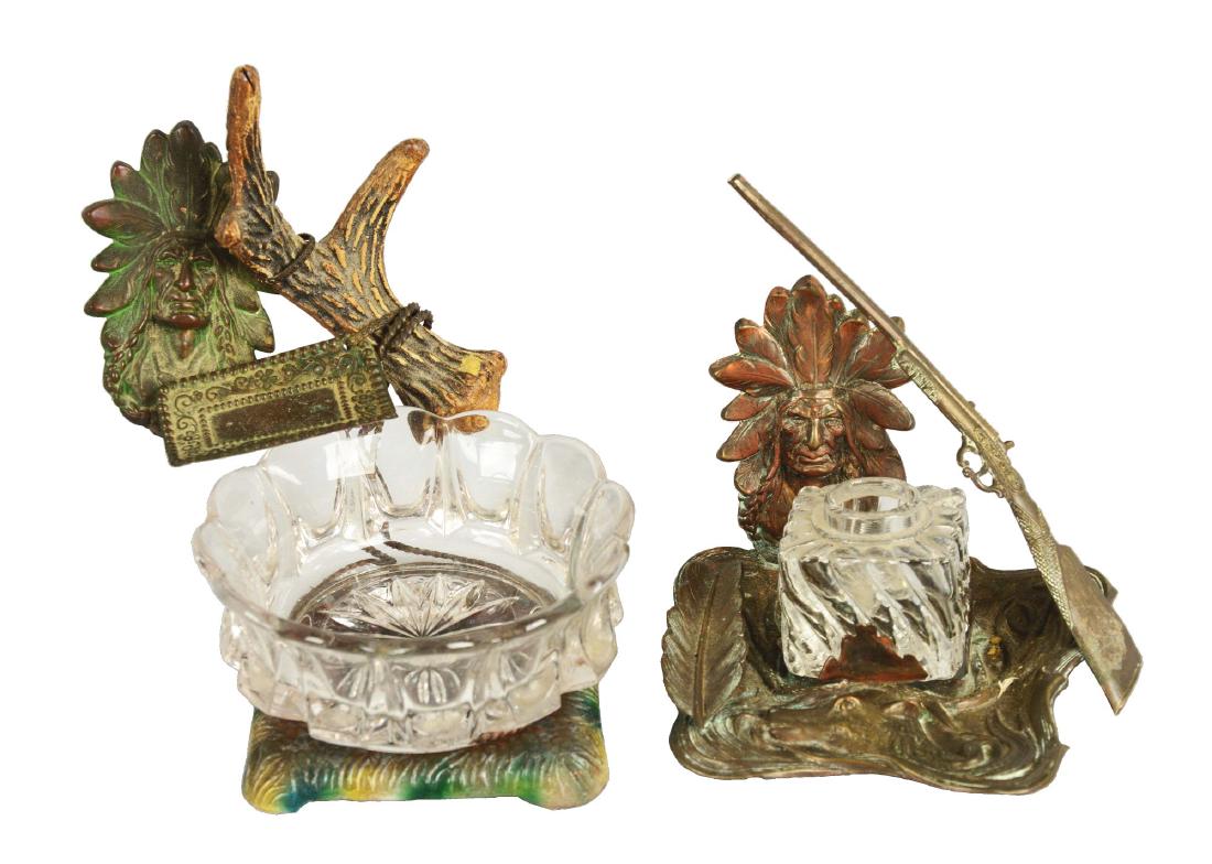 Lot Of 2: Native American Cigar Ashtray And Inkwell. (1 of 3)