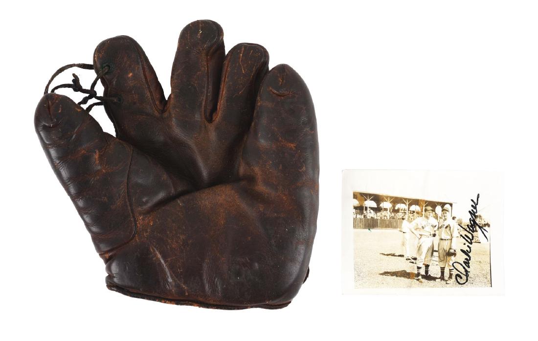 Lot Of 2: Charlie Wagner Game Used Glove & Photograph. (1 of 2)