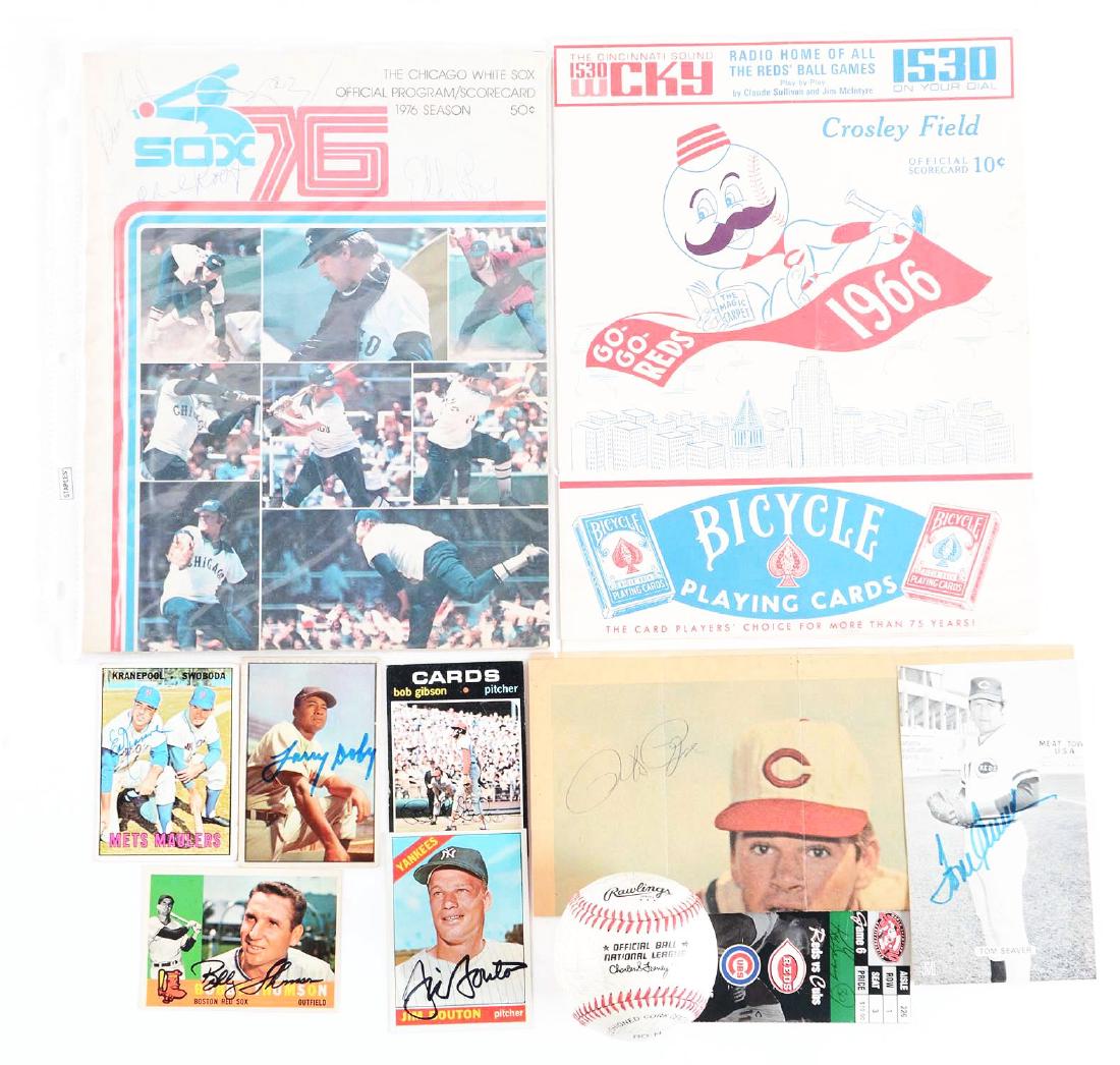 Lot of Signed Baseball Cards & Programs Including Rose, (1 of 6)