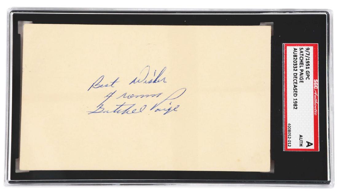 Satchel Paige Signed Government Postcard. (1 of 2)