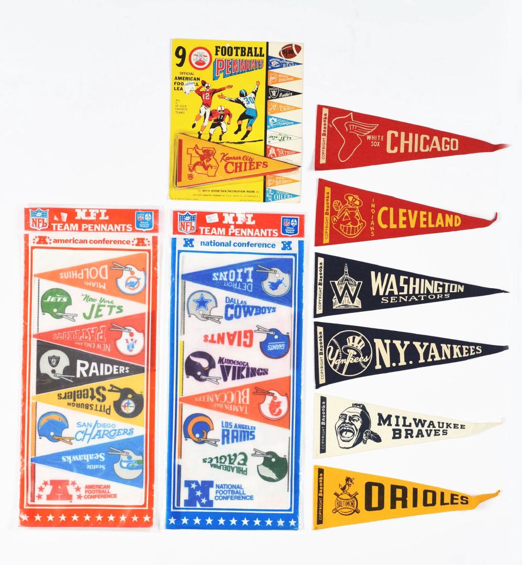 Lot of Football and Baseball Mini Pennants. (1 of 1)