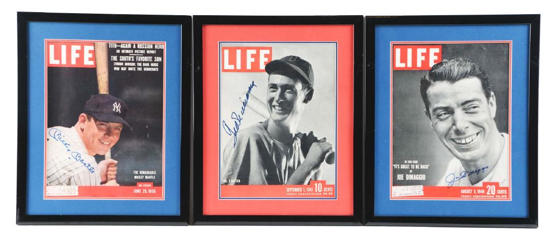 Lot of 3: Mantle, Williams & DiMaggio Signed Life (1 of 4)