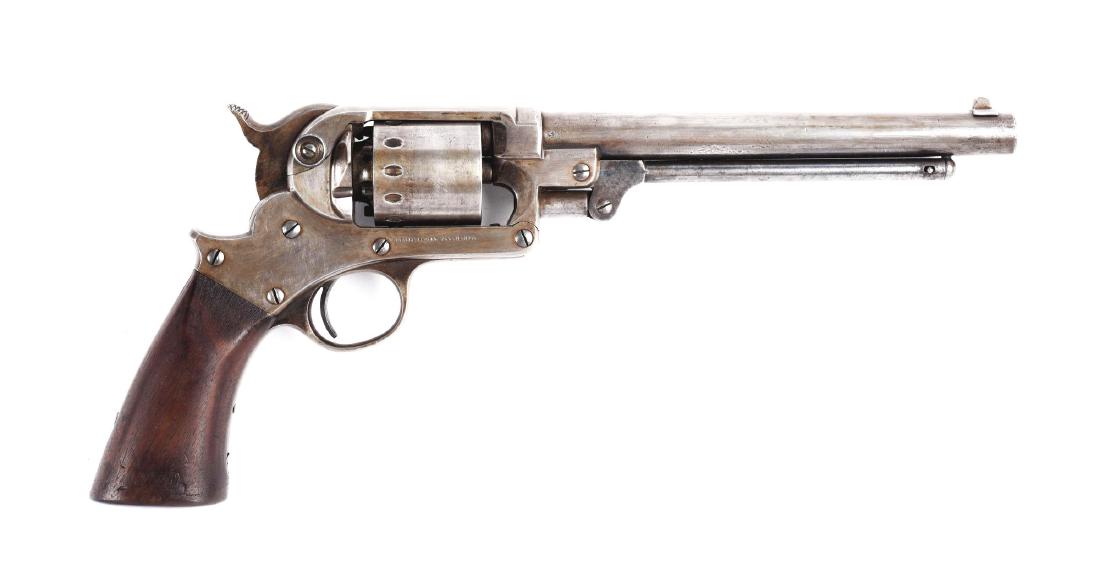(A) Starr Model 1856 .44 Caliber Percussion Revolver.: Manufactured in New York City 1863-65. Features six shot, round cylinder, oval notches, walnut grips, blued finish, and case colored hammer and lever. This is a U.S. Government issue with numerous gov