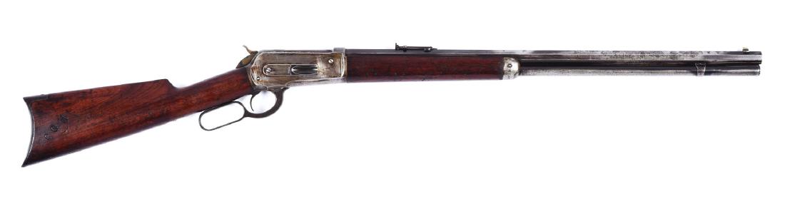 (A) Hawaiian Citizens Guard Winchester Model 1886 Lever: Features octagon, right side of stock labeled â€œCGHâ€ (Citizen Guard Hawaii). Standard features: full octagon barrel, full magazine, sporting front-sight, ladder rear-sight, blue finish, case 