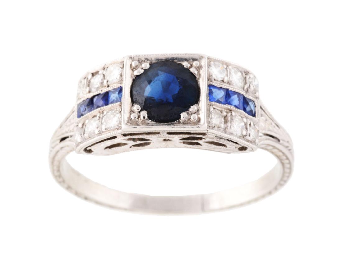18K White Gold, Diamond & Sapphire Ring. (1 of 6)