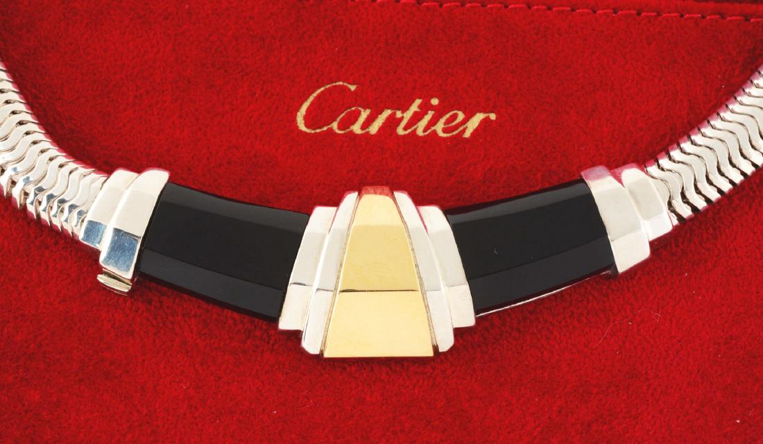18K Yellow Gold, Silver and Onyx Cartier Necklace. (1 of 3)
