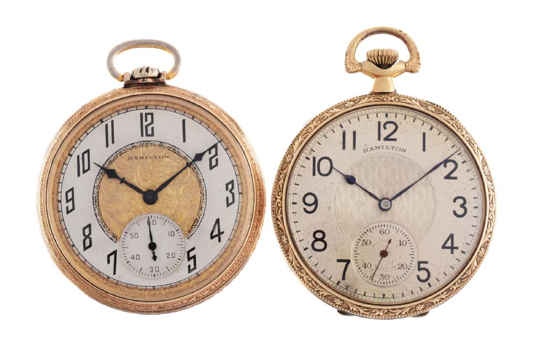 Lot of 2: Hamilton Yellow Gold Filled Pocket Watches. (1 of 2)