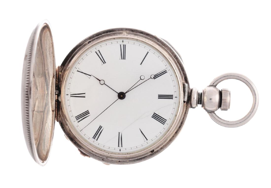 Swiss Double Train 1/4 Second Silver Pocket Watch. (1 of 4)