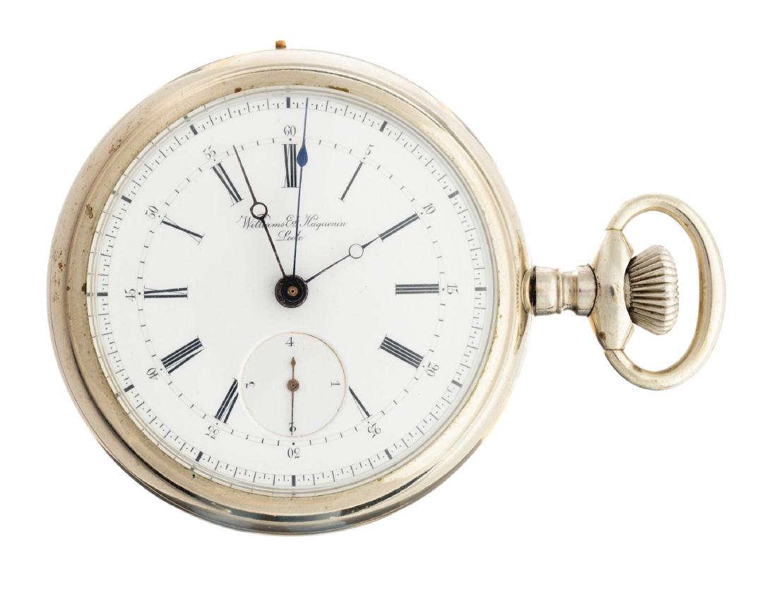 W.E Huguenim Dead Seconds Chronograph Silveroid Pocket (1 of 2)