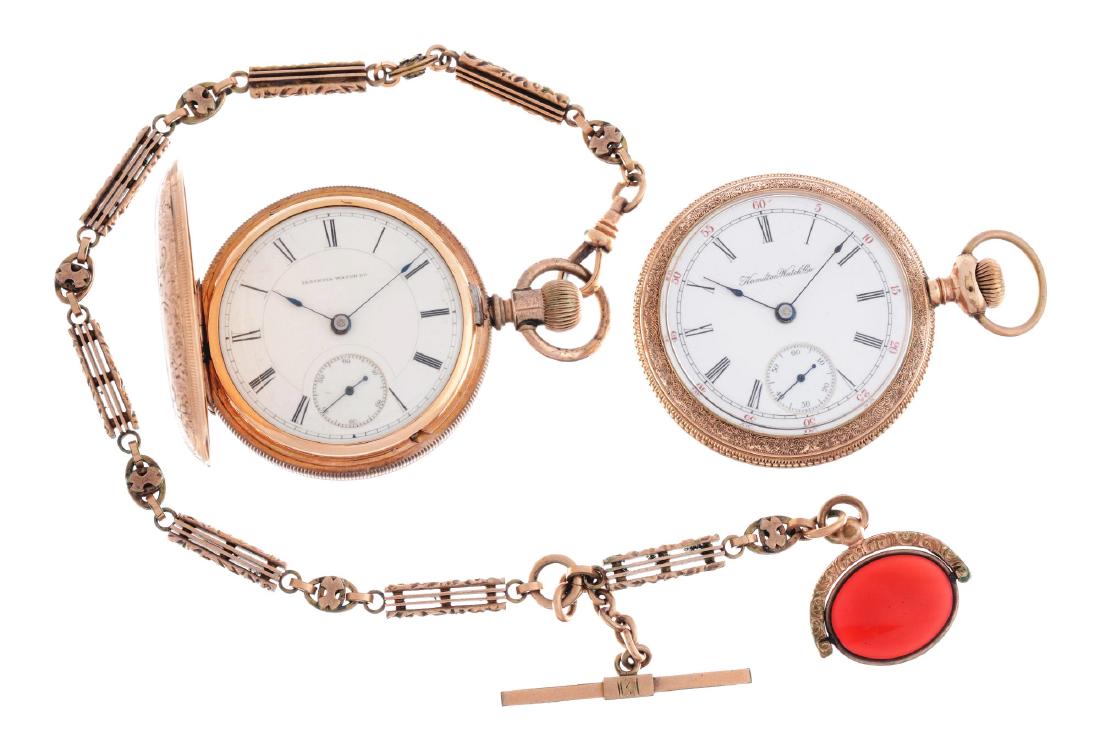 Lot of 2: Hamilton Yellow Gold Filled Pocket Watches. (1 of 2)