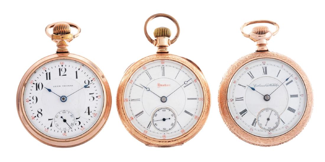 Lot of 3: Yellow Gold Filled Pocket Watches. (1 of 2)