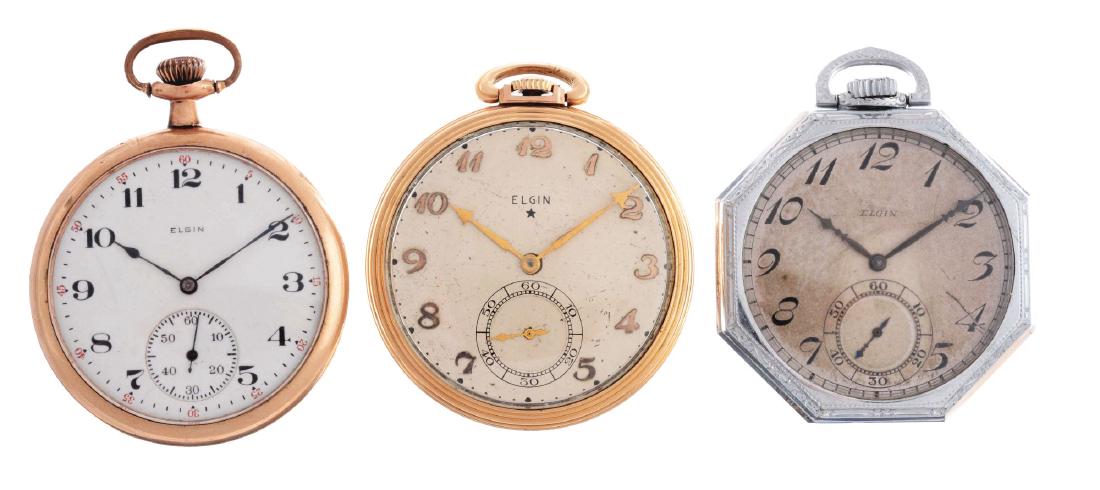 Lot of 3: Elgin Pocket Watches. (1 of 2)