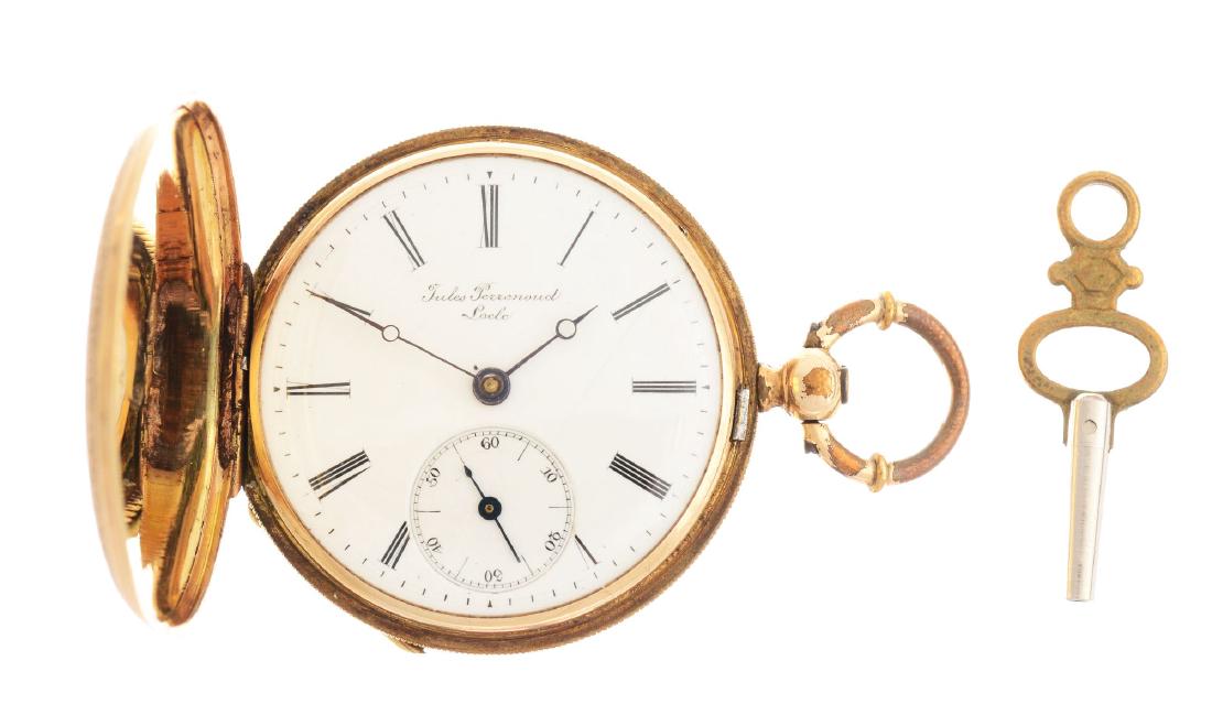 J. Perrenoud Locle 18k Yellow Gold Enamel Pocket Watch. (1 of 4)
