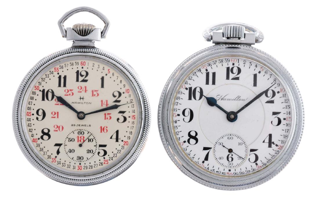 Lot of 2: Hamilton Base Metal Pocket Watches. (1 of 2)