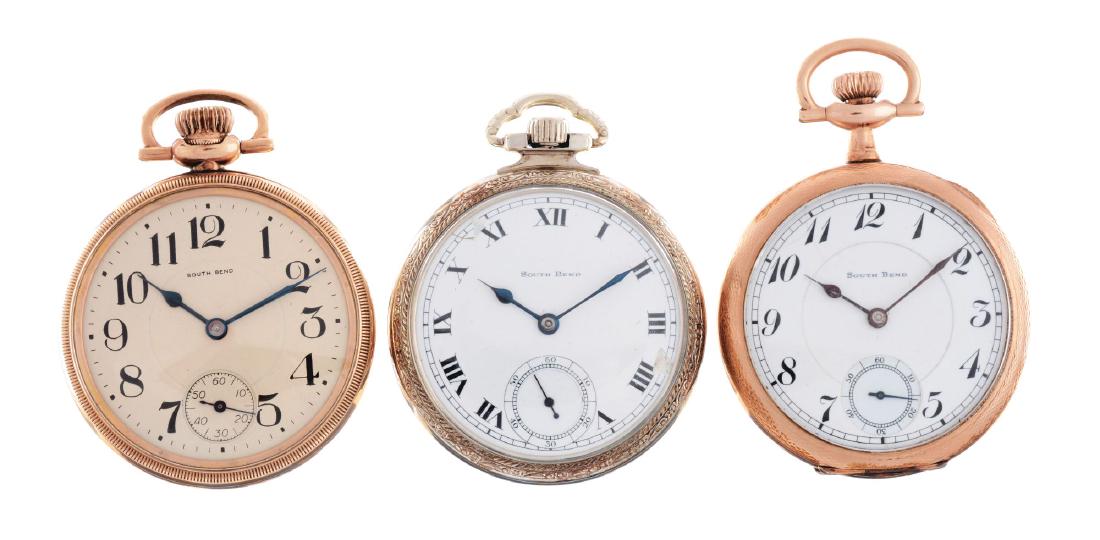 Lot of 3: South Bend Pocket Watches. (1 of 2)