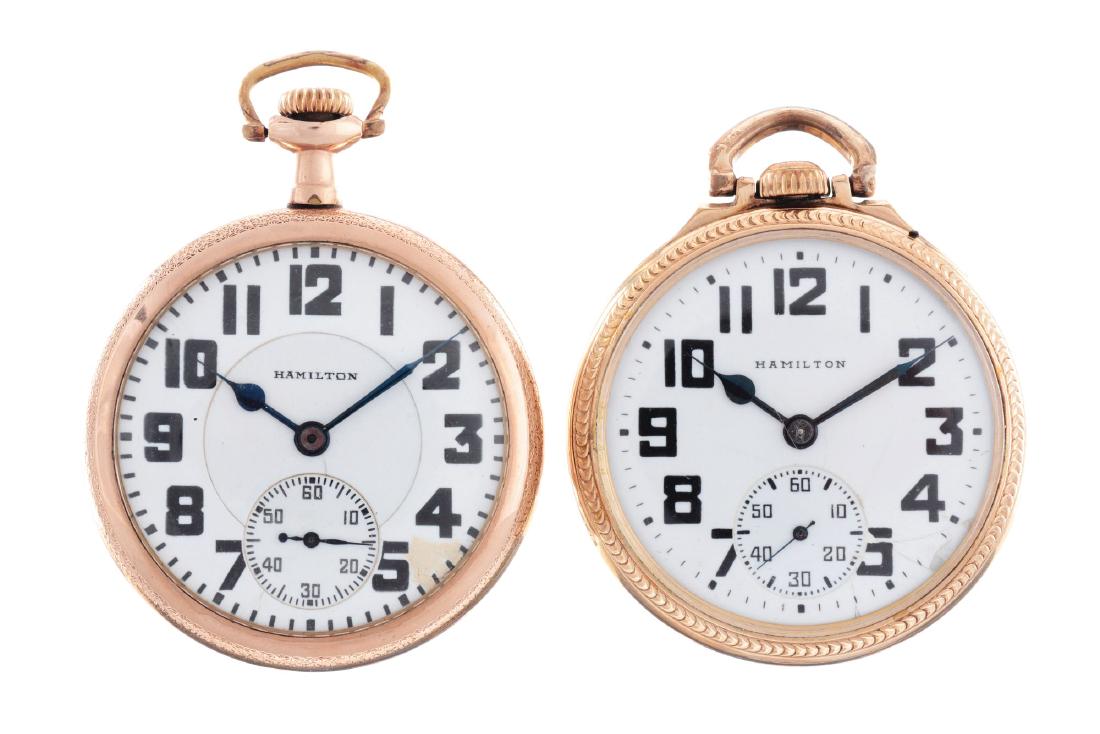 Lot of 2: Hamilton Yellow Gold Filled Pocket Watches. (1 of 2)