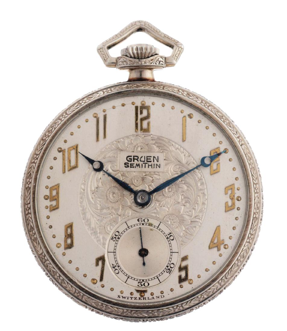 Gruen Base Metal Fancy Dial Pocket Watch. (1 of 3)