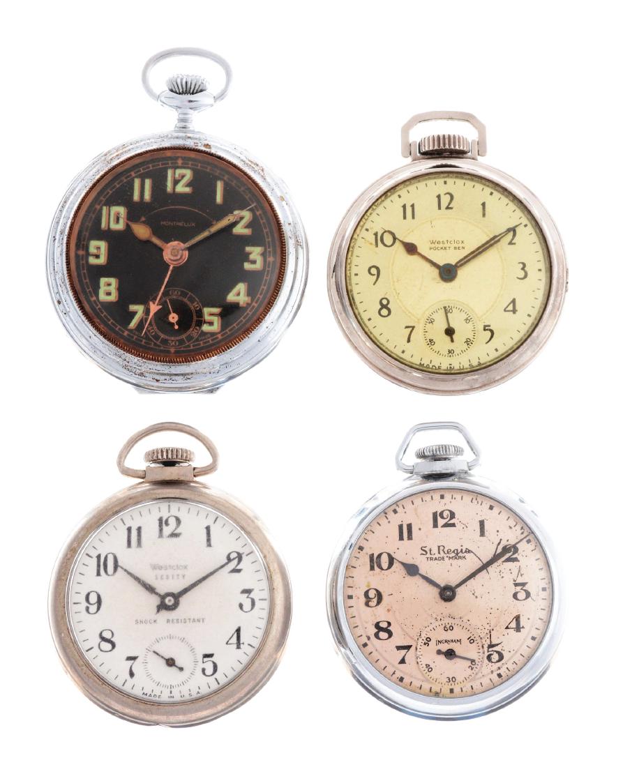 Lot of 4: Base Metal Pocket Watches. (1 of 2)