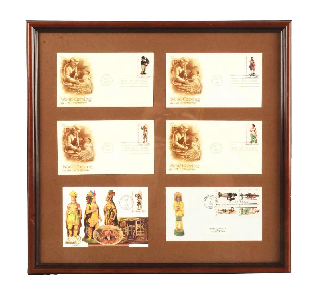 Lot Of 6: Framed Indian Wood Carving Envelopes. (1 of 4)