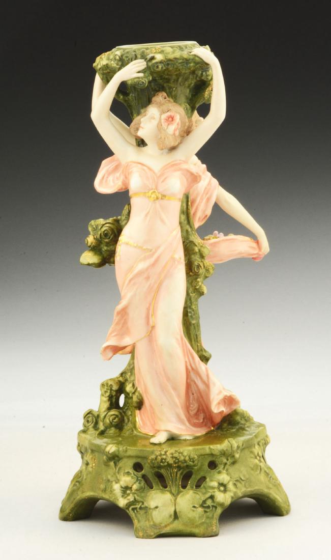 Ernst Wahliss Ceramic Tall Figural Candlestick. (1 of 6)
