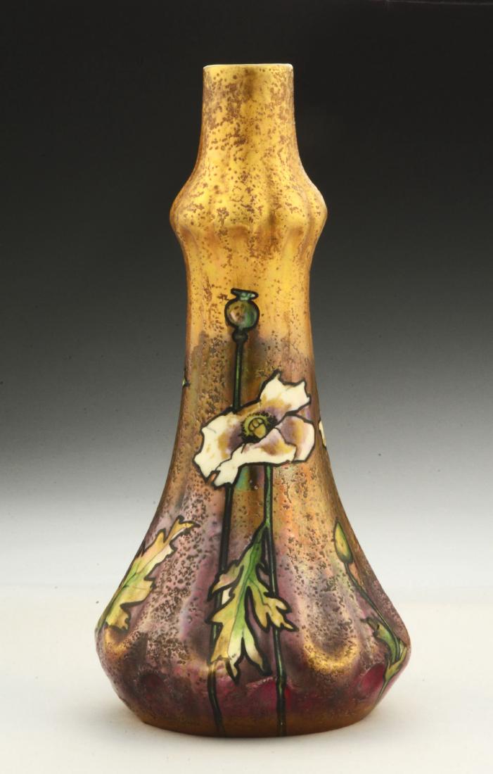 Amphora Ceramic Vase with Painted Poppies & Iridized (1 of 5)