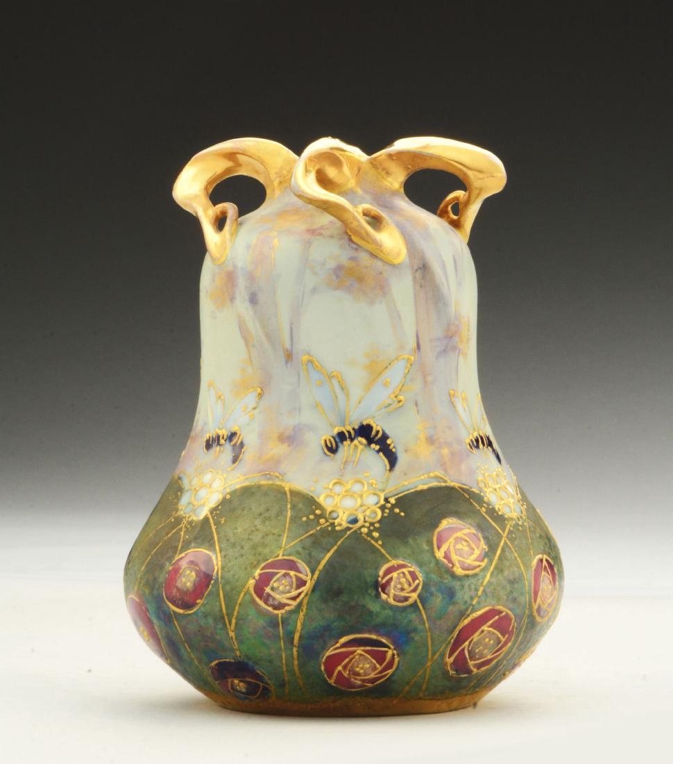 Amphora Ceramic Four Handled Matte & Enamel Bee Vase. (1 of 6)