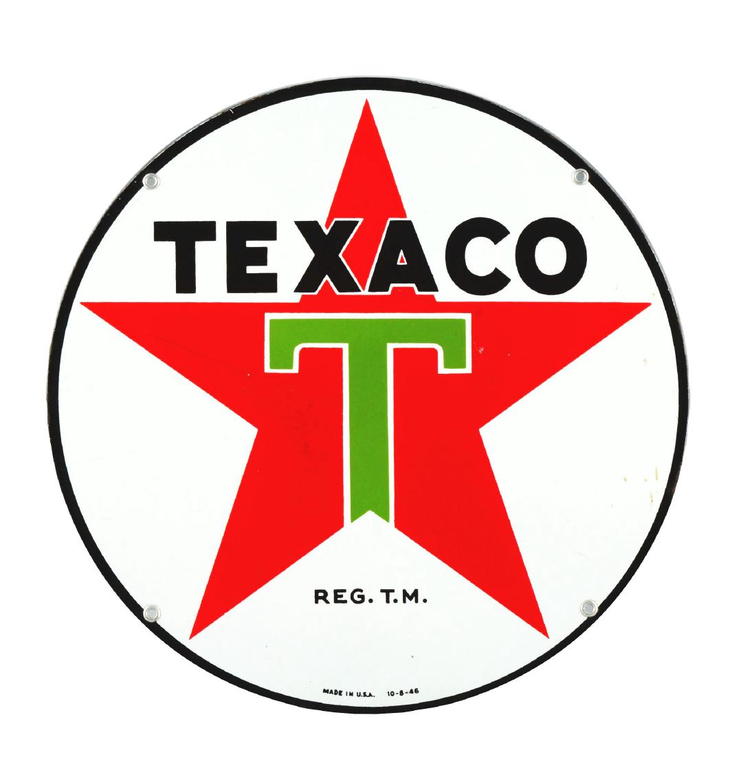 Porcelain Texaco Lubster Cart Plate Sign. (1 of 3)