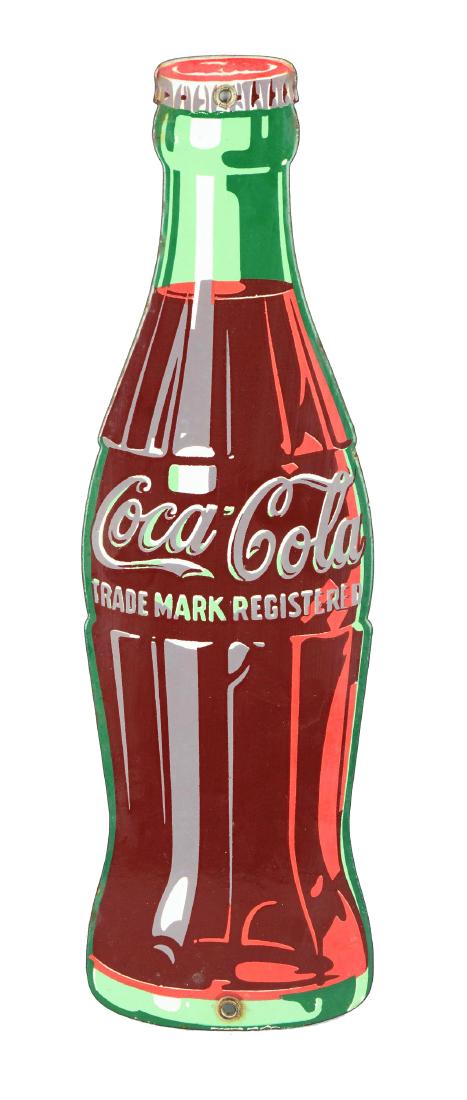 Coca-Cola Bottle Shaped Porcelain Sign. (1 of 2)