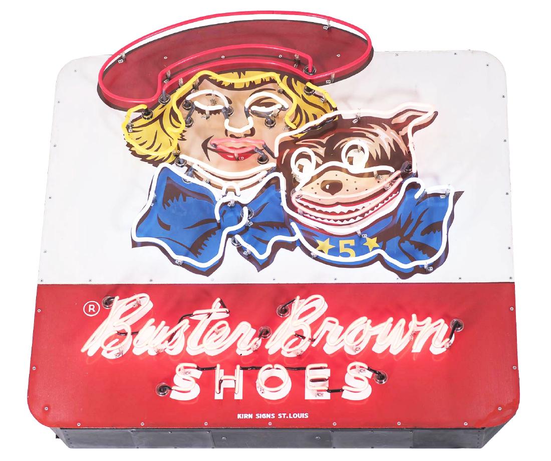 Buster Brown Shoes Porcelain Neon Sign. (1 of 3)
