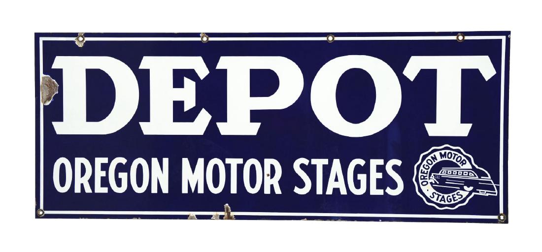Oregon Motor Stages Depot Porcelain Sign w/ Bus (1 of 6)