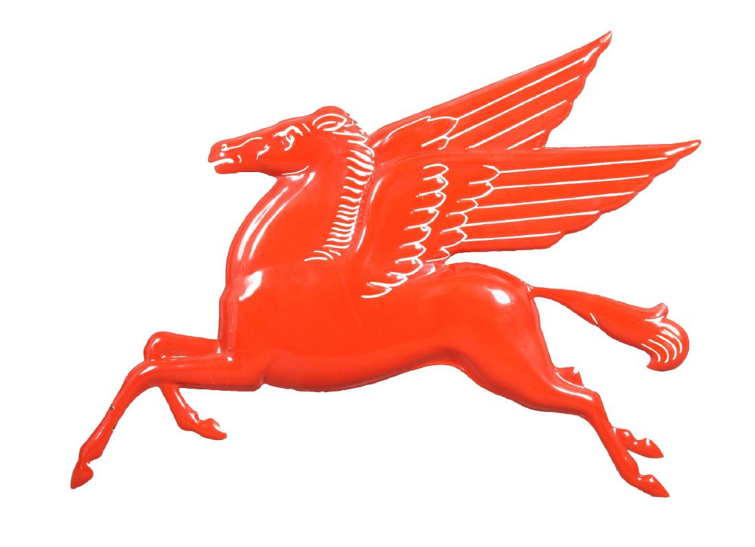 Restored Mobil Pegasus Embossed Porcelain Sign. (1 of 2)