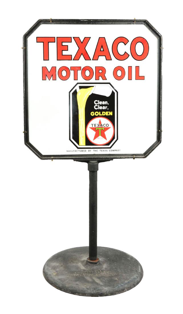 Texaco Motor Oil Porcelain Lollipop Sign. (1 of 4)
