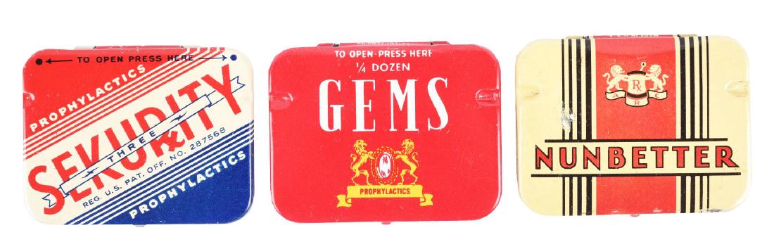 Lot of 3: Assorted Condom Tins. (1 of 1)