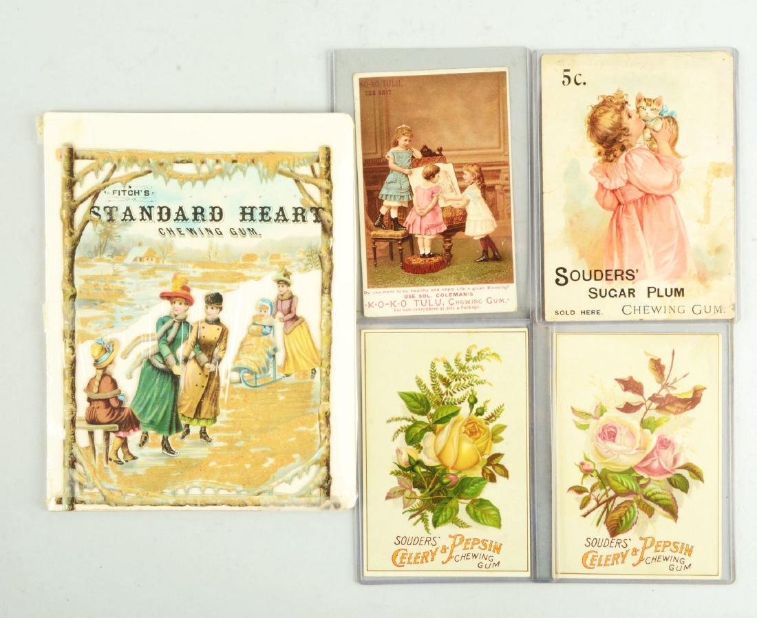 Lot Of 5: Early Chewing Gum Advertising Pieces.: All in very good to excellent condition.Condition:(Very Good - Excellent).DimensionsLargest : 10 -1/2" x 8".Condition:(Very Good - Excellent).DimensionsLargest : 10 -1/2" x 8".