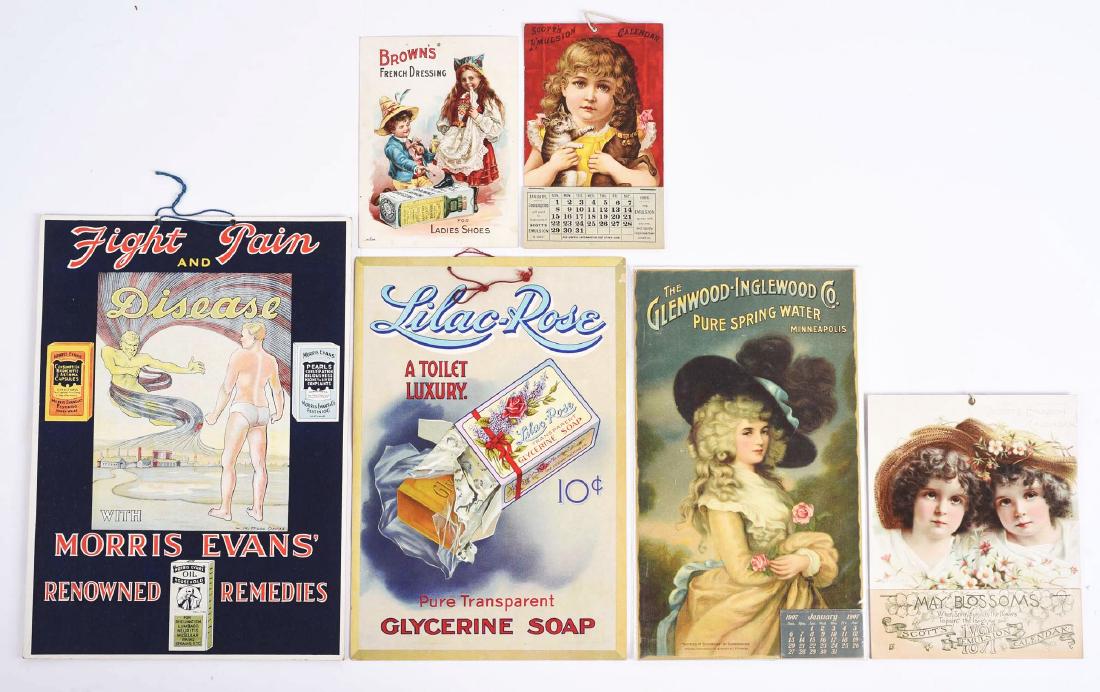 Lot of 6: Early Advertising Signs & Calendars. (1 of 1)