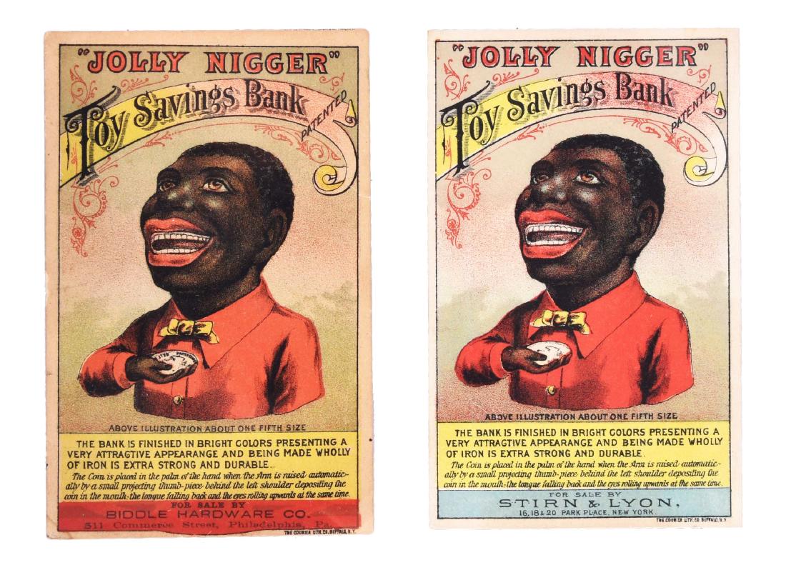 Lot of 4: Mechanical Bank Trade Cards. (1 of 2)