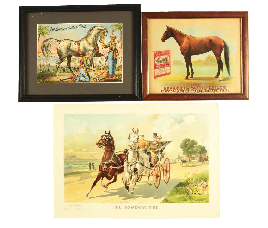 Lot of 3: Horse Related Paper Advertising Signs. (1 of 1)