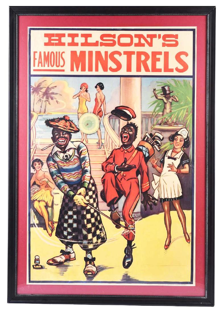 Hilson's Famous Minstrels Advertising Sign. (1 of 1)