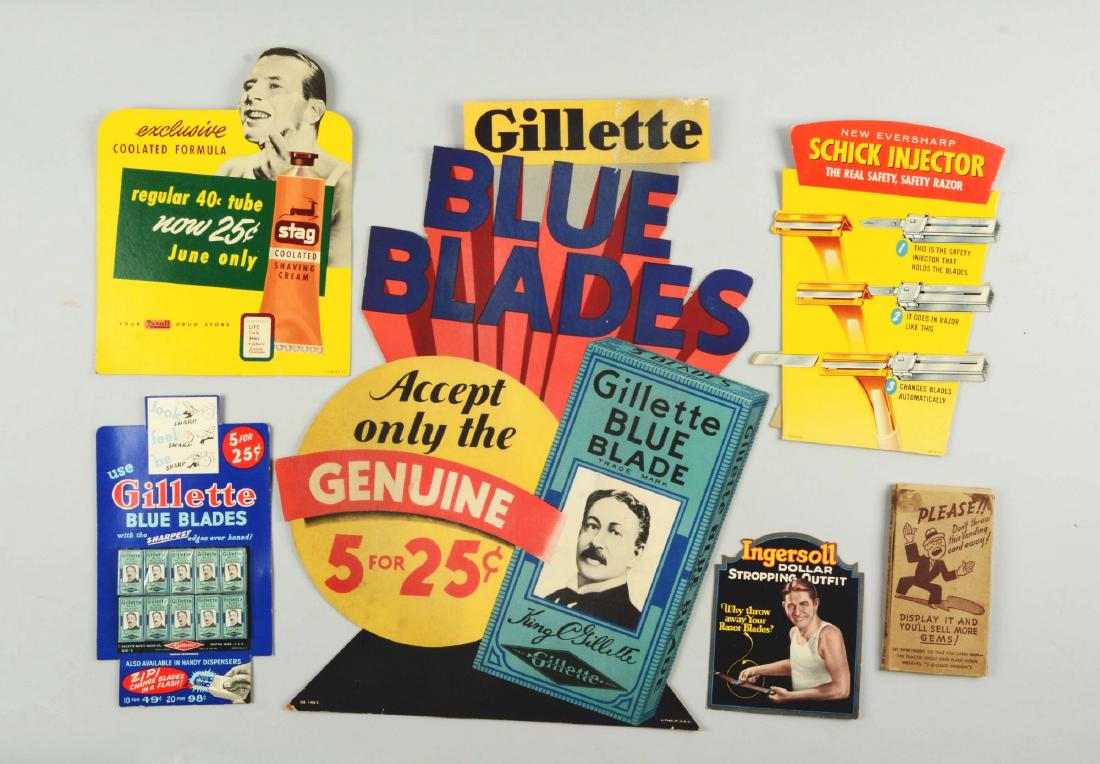 Lot of 6: Shaving Related Advertising Signs. (1 of 1)