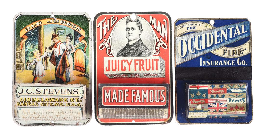 Lot of 3: Tin Advertising Match Holders. (1 of 1)