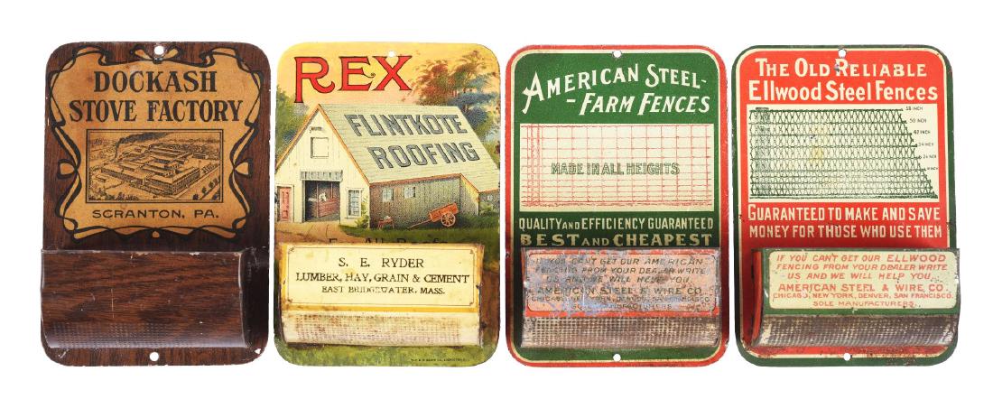 Lot of 4: Tin Advertising Match Holders. (1 of 1)
