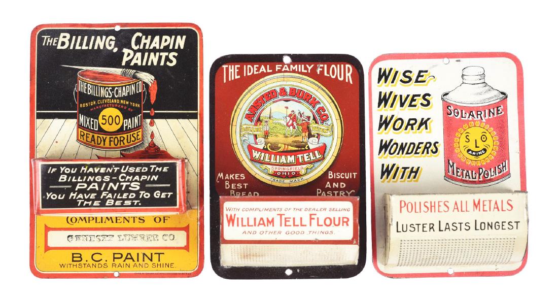 Lot of 3: Tin Advertising Match Holders. (1 of 1)