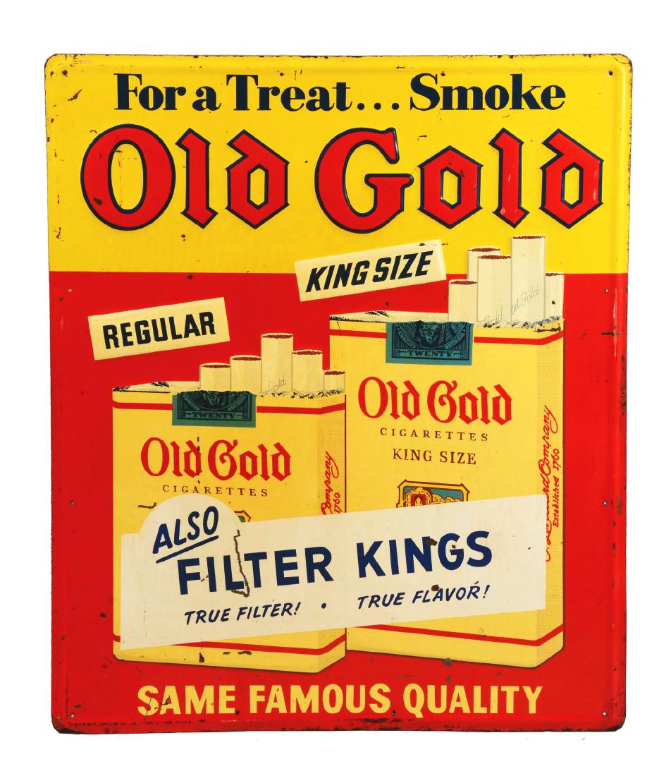 Old Gold Cigarettes Embossed Tin Sign. (1 of 1)