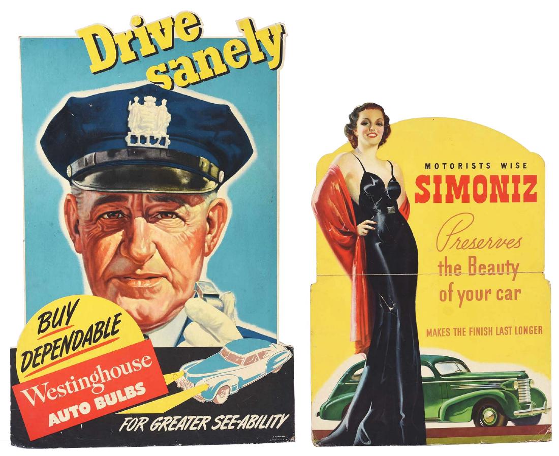 Lot of 2: Cardboard Auto Advertising Signs. (1 of 1)