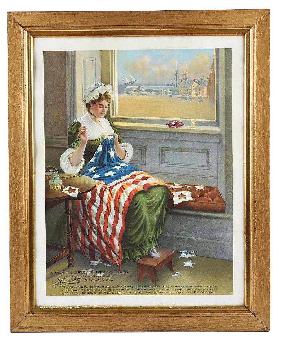Horlacher Beer Betsy Ross Advertising Poster. (1 of 1)