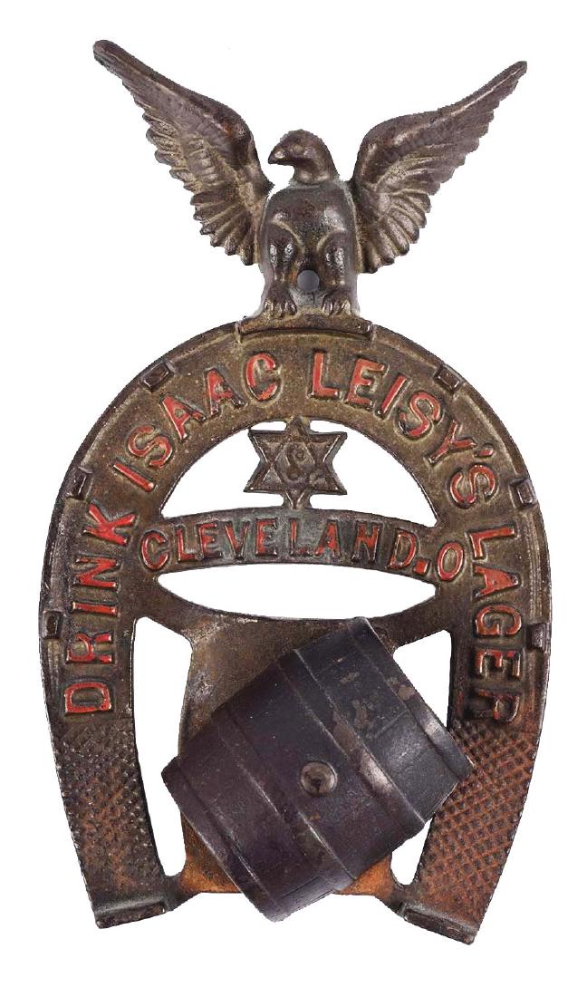 Leisy's Lager cast iron Match Holder & Striker. (1 of 1)